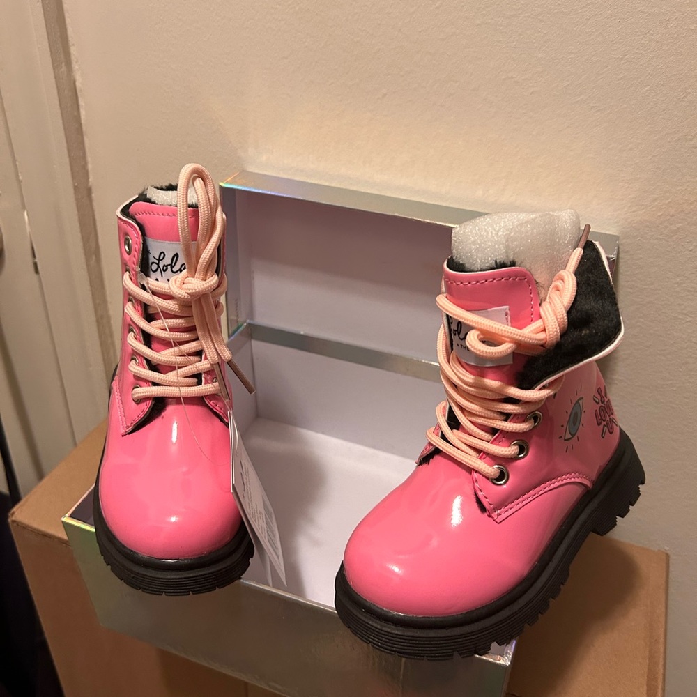 Lola Kids Shiny Pink Adventure Boots